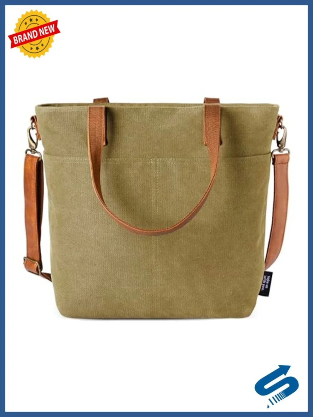 Canvas Tote Bag for Women Large Pockets Ripstop Lining Work Travel School